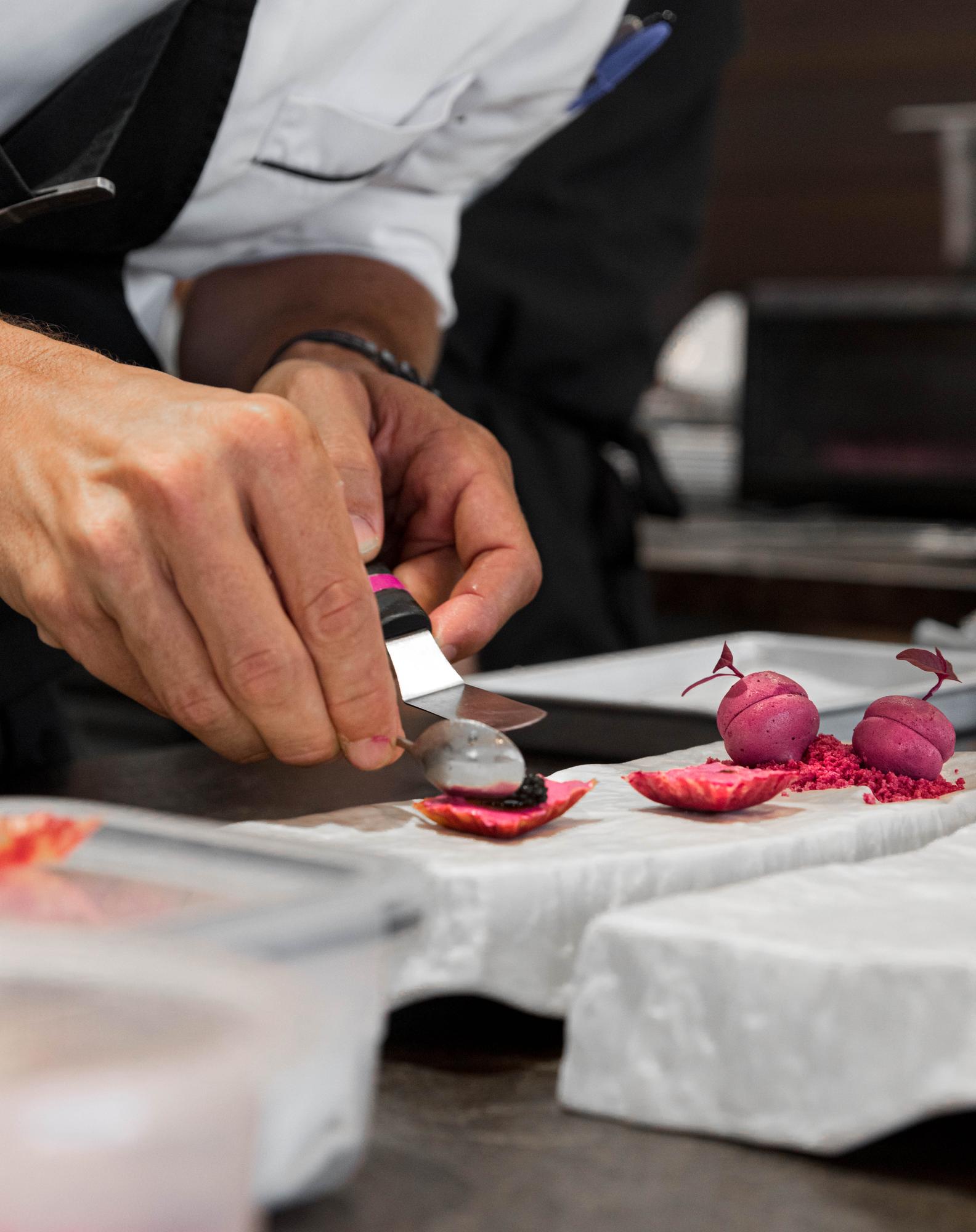 Instructor demonstrating knife skills